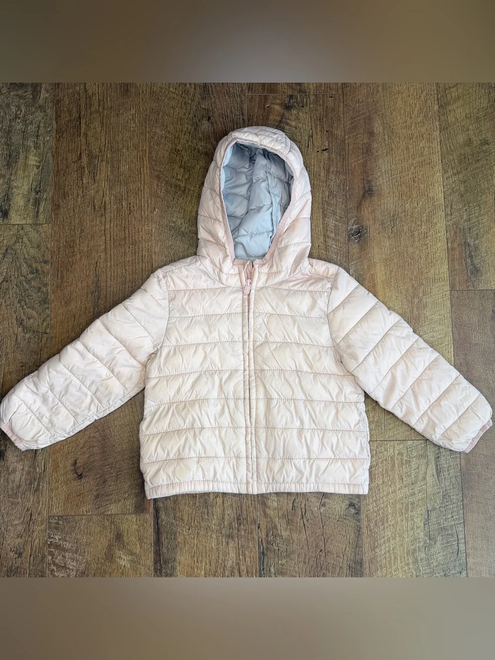 Old Navy Toddler Girls Puffer Coat Quilted Hooded Lightweight Jacket Pink 3T